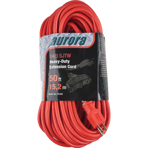 Vinyl Extension Cord, Outdoor, SJTW, 14/3 AWG, 15 A, 3 Outlet(s), 50' Sécurité Médic
