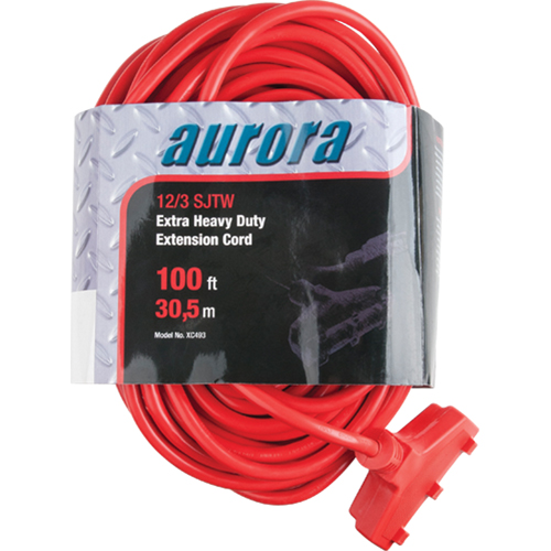 Vinyl Extension Cord, Outdoor, SJTW, 12/3 AWG, 15 A, 3 Outlet(s), 100' Sécurité Médic