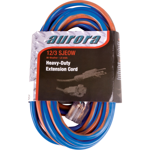 TPE-Rubber Extension Cord With Light Indicator, All-Weather, SJEOW, 12/3 AWG, 15 A, 50' Sécurité Médic
