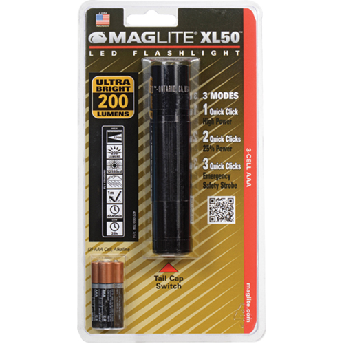 Lampes de poche XL50, DEL, 200 lumens, Piles AAA Sécurité Médic