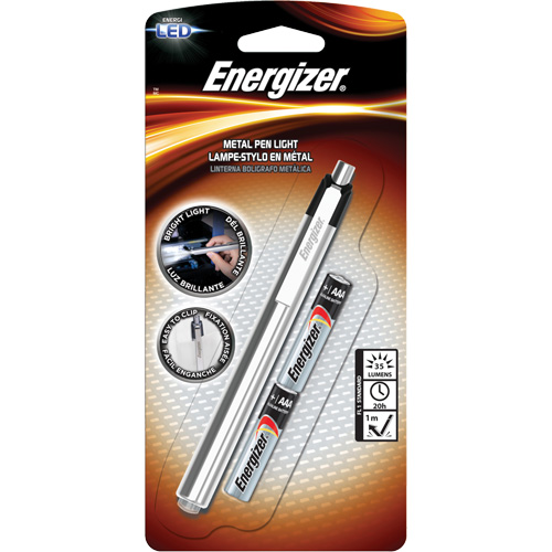 Pen Light, LED, 35 Lumens, Aluminum Body, AAA Batteries, Included Sécurité Médic