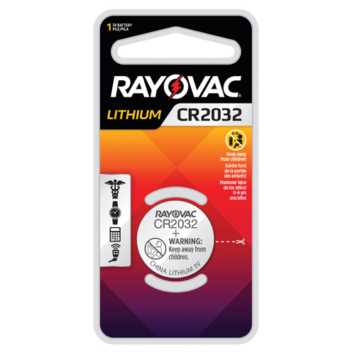 CR2032 Lithium Coin Cell Battery, 3 V Sécurité Médic