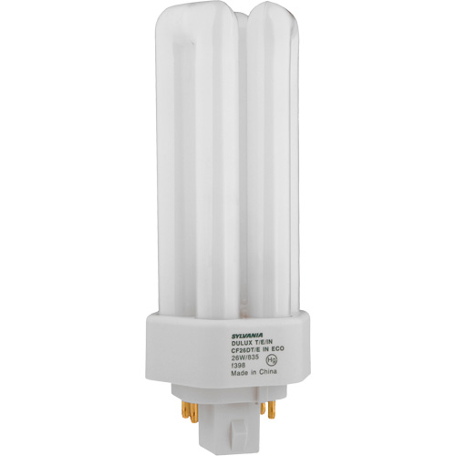 Lampe fluorescente compacte &agrave; tube triple Dulux D/E/IN Amalgam, T (T4), 26 W, 4100 K, Base G24Q-3, 16 000 h Sécurité Médic