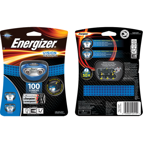 Vision Headlamp, LED, 100 Lumens, 10 Hrs. Run Time, AAA Batteries Sécurité Médic
