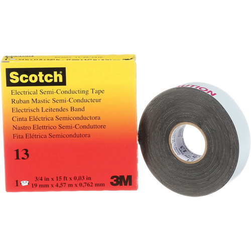 Scotch&reg; Electrical Semi-Conducting Tape, 19 mm (3/4") x 4.6 m (15'), Black, 30 mils Sécurité Médic