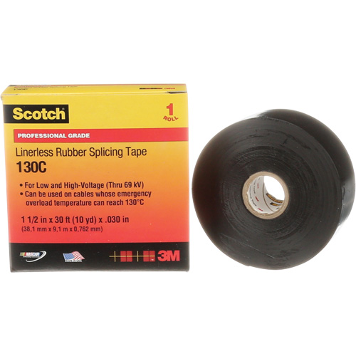 Scotch&reg; Linerless Rubber Splicing Tape, 38 mm (1-1/2") " W, 9 m (30') " L Sécurité Médic