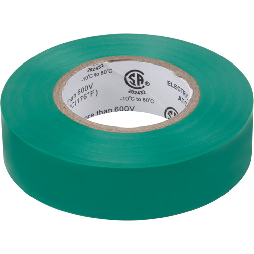 Electrical Tape, 19 mm (3/4") x 18 M (60'), Green, 7 mils Sécurité Médic