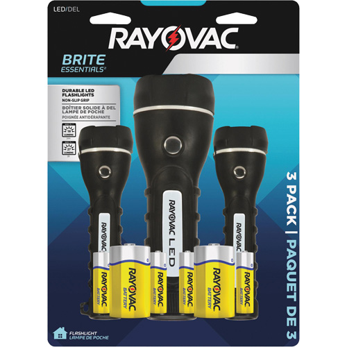 Brite Essentials Flashlight Pack, LED, 40/26 Lumens, D/AA Batteries Sécurité Médic
