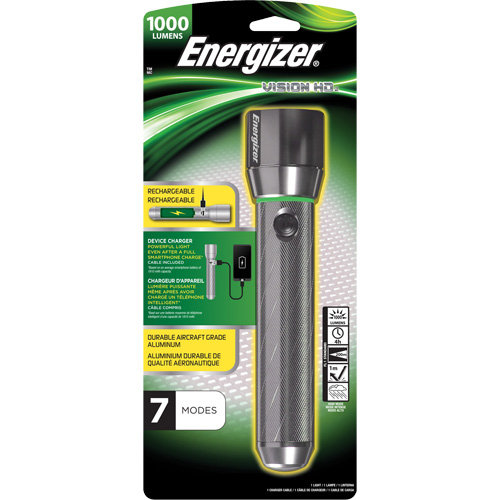 Vision HD Focus Flashlight, LED, 1000 Lumens, Rechargeable Batteries Sécurité Médic