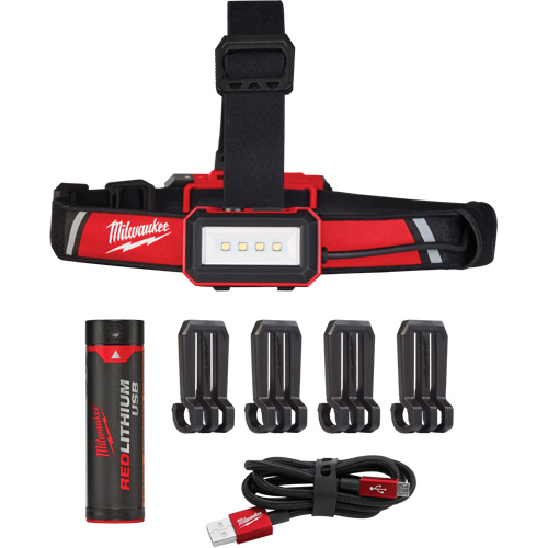 Low-Profile USB Headlamp, LED, 600 Lumens, 2 Hrs. Run Time, Rechargeable Batteries Sécurité Médic