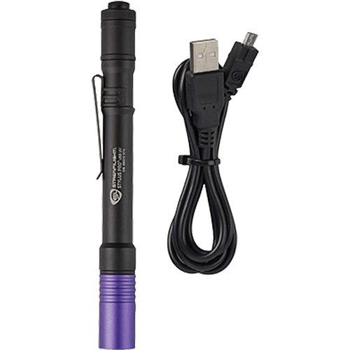Lampe stylo UV avec port de recharge micro USB Stylus Pro, DEL, Corps en Aluminium, piles Rechargeable, Compris Sécurité Médic