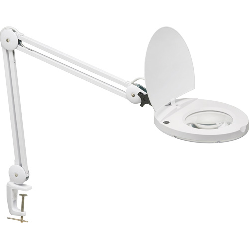 Adjustable Magnifier Lamp, 5 Diopter, LED Light, 47" Arm, C-Clamp, White Sécurité Médic
