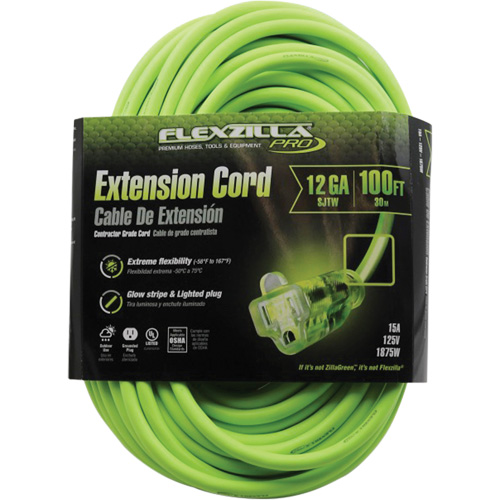 Cordon rallonge industriel Flexzilla Pro, Toutes saisons, SJTW, AWG 12/3, 15 A, 100' Sécurité Médic