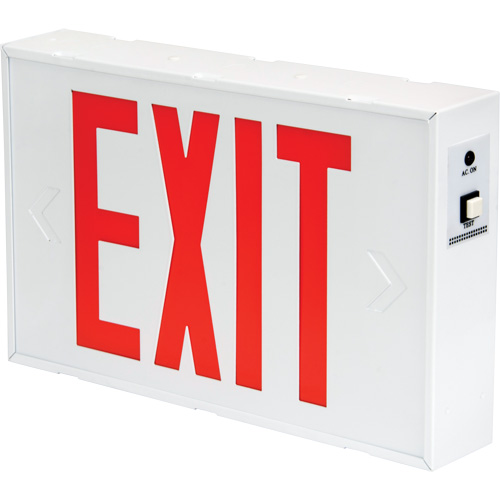 Exit Sign, LED, Battery Operated/Hardwired, 12-1/5" L x 7-1/2" W, English Sécurité Médic