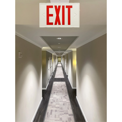 Exit Sign, LED, Battery Operated/Hardwired, 12-1/5" L x 7-1/2" W, English Sécurité Médic