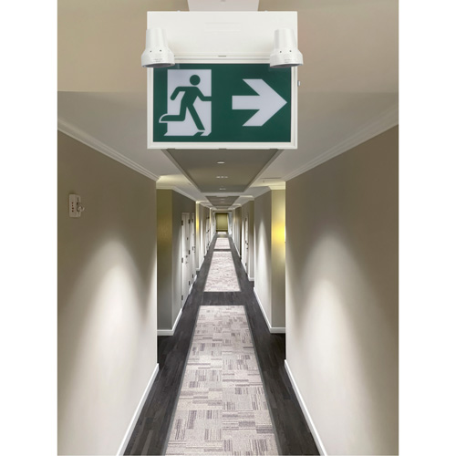 Running Man Sign with Security Lights, LED, Battery Operated/Hardwired, 12-1/10" L x 11" W, Pictogram Sécurité Médic
