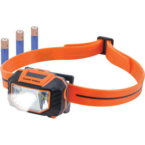 Lampe frontale avec bandeau en silicone pour casque de s&eacute;curit&eacute;, DEL, Piles AAA, Plastique Sécurité Médic