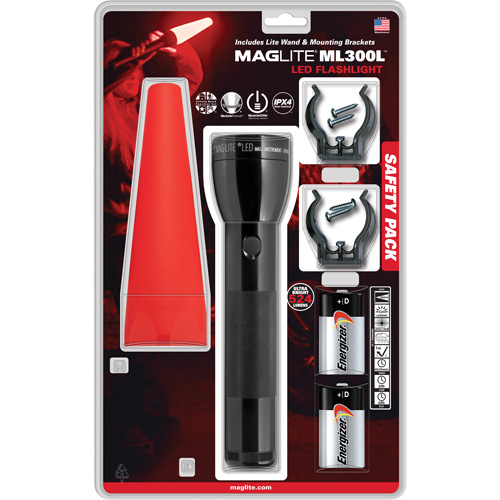 Safety Flashlight Pack, LED, 487 Lumens, D Batteries Sécurité Médic