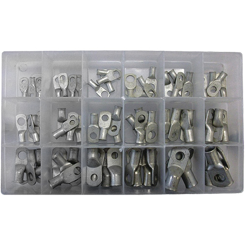 Trousse de cosses &agrave; anneau tubulaires plaqu&eacute;es d'&eacute;tain 72 morceaux Sécurité Médic