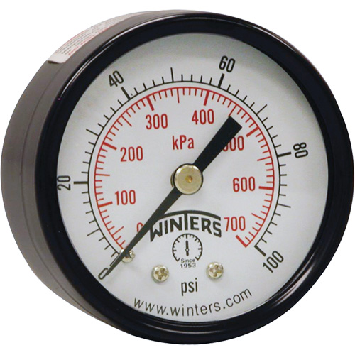 Economy Pressure Gauge, 2" , 0 - 160 psi, Back Mount, Analogue Sécurité Médic