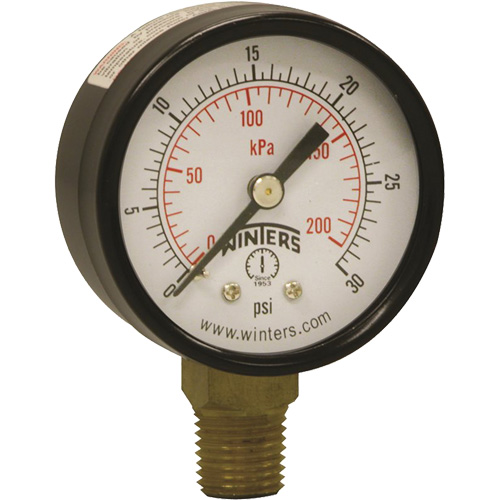 Manom&egrave;tre &eacute;conomique,  2", 0 - 30 psi, Fixation inf&eacute;rieure, Analogique Sécurité Médic