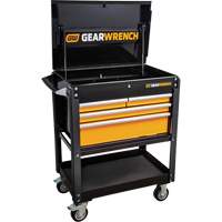 Utility Cart, 4 Drawers, 33" L x 21" W x 42" H, Black/Orange Sécurité Médic