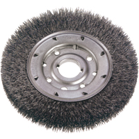 Crimped Wire Wheel Brushes - Narrow Face, 8" Dia., 0.014" Fill, 1-1/4" Arbor Sécurité Médic