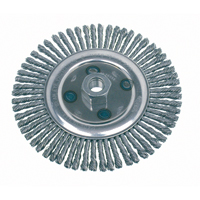 Brosse rotative &agrave; fils nou&eacute;s, pour passe de fond, Dia. 4-7/8", Fils 0,02", Arbre 5/8"-11, Acier Sécurité Médic