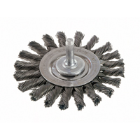 Knot Wire Wheel Brushes - Standard Twist Knot with 1/4" Shank, 4" Dia., 0.014" Fill, Stainless Steel Sécurité Médic