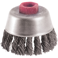 Brosses-boisseau &agrave; fils nou&eacute;s - Petites rectifieuses &agrave; grande vitesse, 2-3/4" dia. x 5/8"-11 arbre Sécurité Médic