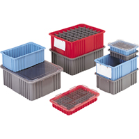 Contenants Divider Box, Poly&eacute;thyl&egrave;ne, 10,8" la x 8,3" p x 2,5" h, Gris Sécurité Médic