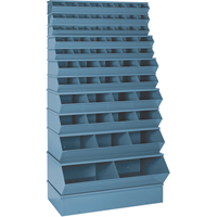 Bacs sectionnels superposables, Cap. 100 lb, 37" la x 8" p x 4-1/2" h, Bleu Sécurité Médic