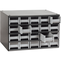 Casiers modulaires pour pi&egrave;ces, Acier, 20 tiroirs, 17" x 10-9/16" x 2-1/16", Gris Sécurité Médic