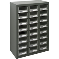 KPC-400 Parts Cabinet, Galvanized Steel, 24 Drawers, 17-3/10" x 8-7/10" x 25-3/5", Grey Sécurité Médic