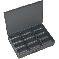 Compartment Scoop Boxes, Steel, 12 Slots, 18" W x 12" D x 3" H, Grey Sécurité Médic