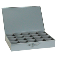 Compartment Scoop Boxes, Steel, 20 Slots, 18" W x 12" D x 3" H, Grey Sécurité Médic