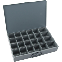 Compartment Scoop Boxes, Steel, 24 Slots, 18" W x 12" D x 3" H, Grey Sécurité Médic