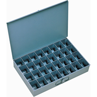 Compartment Scoop Boxes, Steel, 32 Slots, 18" W x 12" D x 3" H, Grey Sécurité Médic