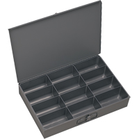 Compartment Scoop Boxes, Steel, 12 Slots, 13 3/8" W x 9-1/4" D x 2" H, Grey Sécurité Médic