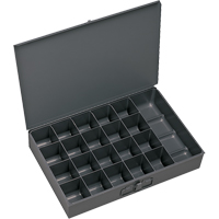 Compartment Scoop Boxes, Steel, 21 Slots, 13-3/8" W x 9-1/4" D x 2" H, Grey Sécurité Médic