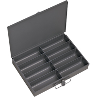 Compartment Scoop Boxes, Steel, 8 Slots, 13-3/8" W x 9-1/4" D x 2" H, Grey Sécurité Médic