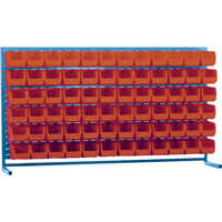 Louvered Rack with Bins, 72 Bins, 72" W x 15" D x 40" H Sécurité Médic