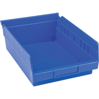 Plastic Shelf Bins, 8-3/8" W x 4" H x 11-5/8" D, Blue, 15 lbs. Capacity Sécurité Médic