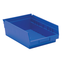 Shelf Bins, 8-3/8" W x 4" H x 11-5/8" D, Blue, 30 lbs. Capacity Sécurité Médic