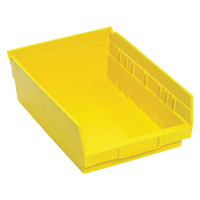 Shelf Bins, 8-3/8" W x 4" H x 11-5/8" D, Yellow, 30 lbs. Capacity Sécurité Médic