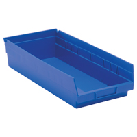 Bacs de rangement pour tablettes, 8-3/8" la x 4" H x 17-7/8" p, Bleu, Capacit&eacute; 40 lb Sécurité Médic