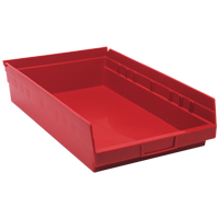 Bacs de rangement pour tablettes, 11-1/8" la x 4" H x 17-7/8" p, Rouge, Capacit&eacute; 40 lb Sécurité Médic
