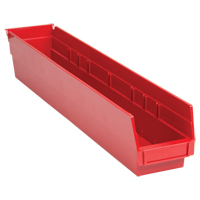 Shelf Bins, 4-1/8" W x 4" H x 23-5/8" D, Red, 50 lbs. Capacity Sécurité Médic