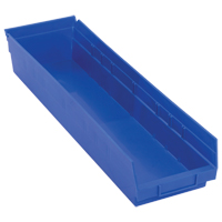 Shelf Bins, 6-5/8" W x 4" H x 23-5/8" D, Blue, 50 lbs. Capacity Sécurité Médic