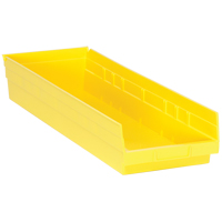 Shelf Bins, 8-3/8" W x 4" H x 23-5/8" D, Yellow, 50 lbs. Capacity Sécurité Médic